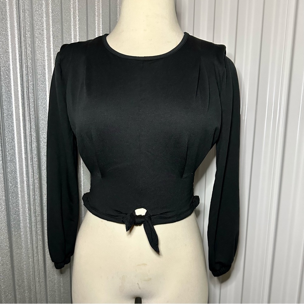 Habitual Kids Black Long Sleeve Smocked Waist Top size 14